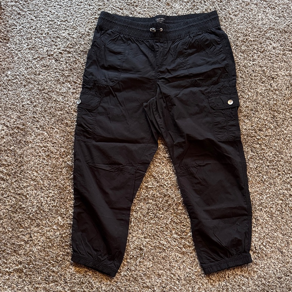 Calvin Klein Black Kids Cargo Joggers with Elastic Waist